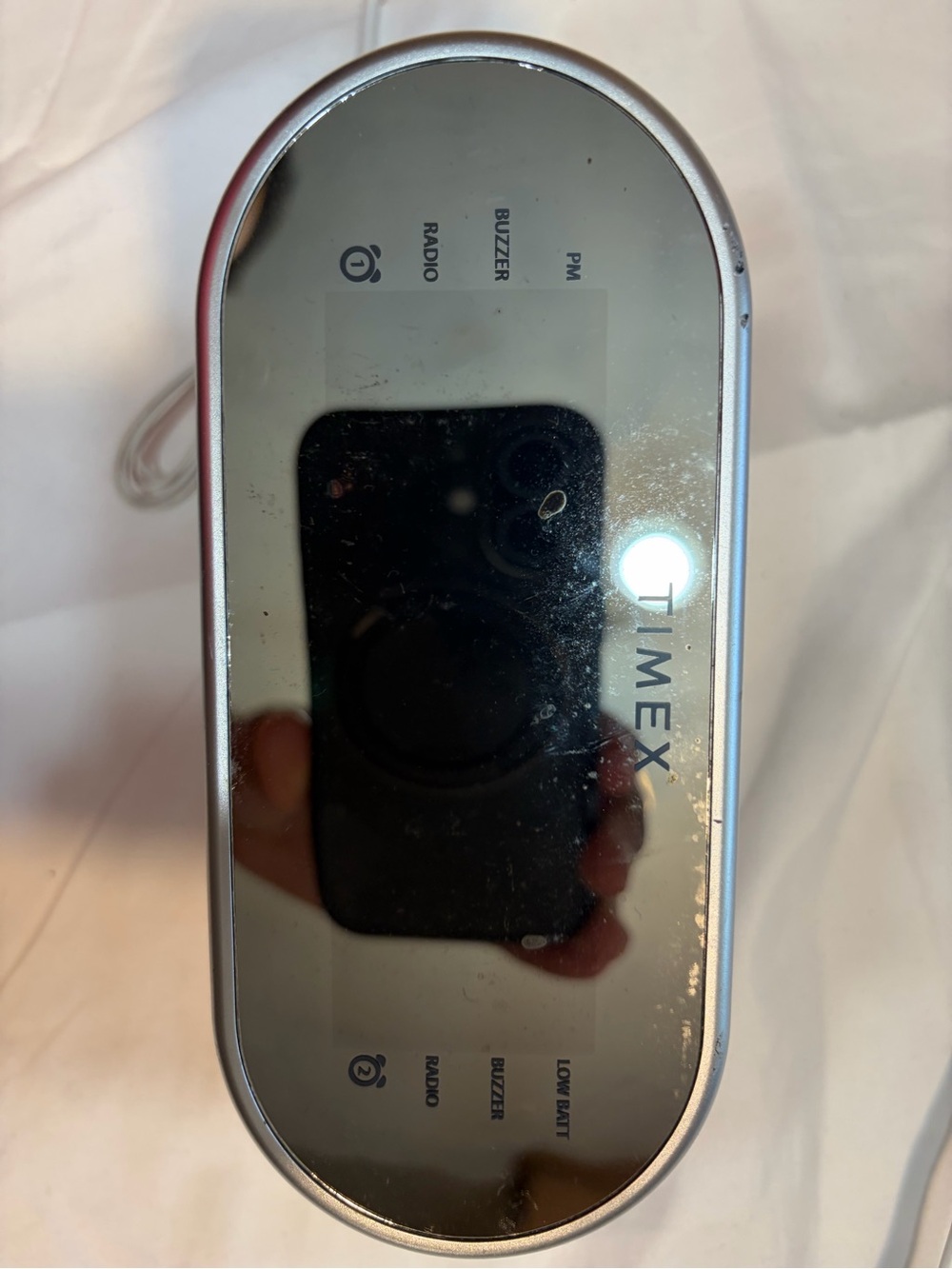 Timex Silver Mirrored Digital Alarm Clock